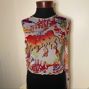 Graffiti Mesh Crop Top